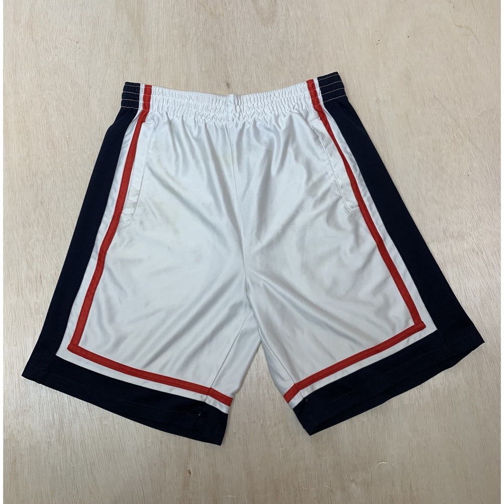Bugle Boy Sport Basketball Shorts Mens Medium White Blue Drawstring Waist